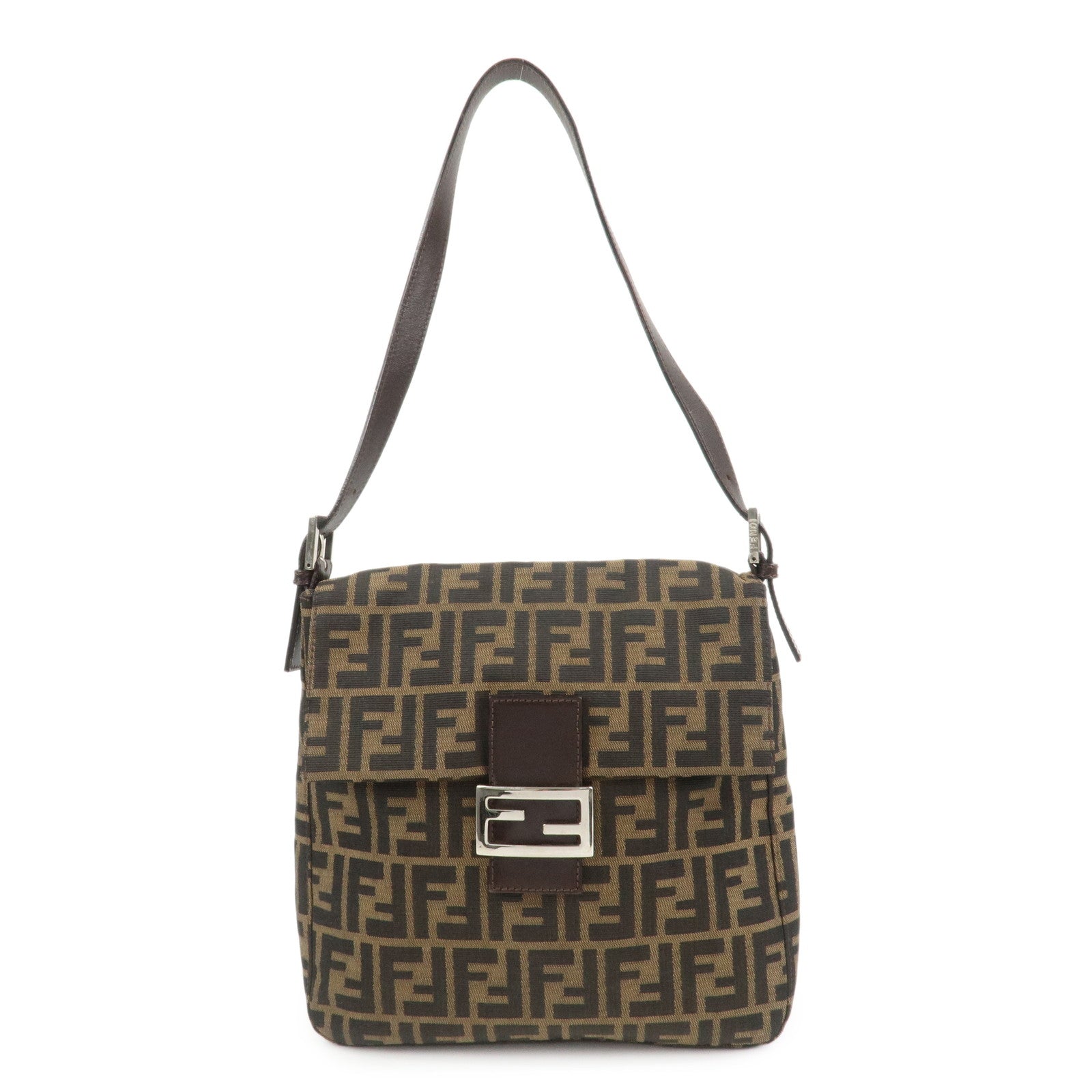 Shoulder Bag Zucca Leather Canvas Black