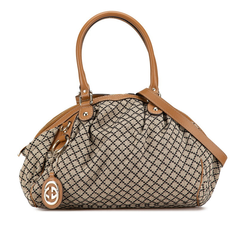 Gucci Sukey Diamante 2Way Bag Leather Canvas Travel Bag