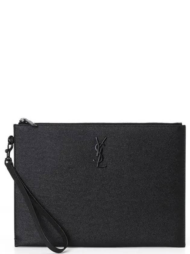YSL Saint Laurent Saint Laurent Trending Strap Tablet Clutch Bag Monogram Black