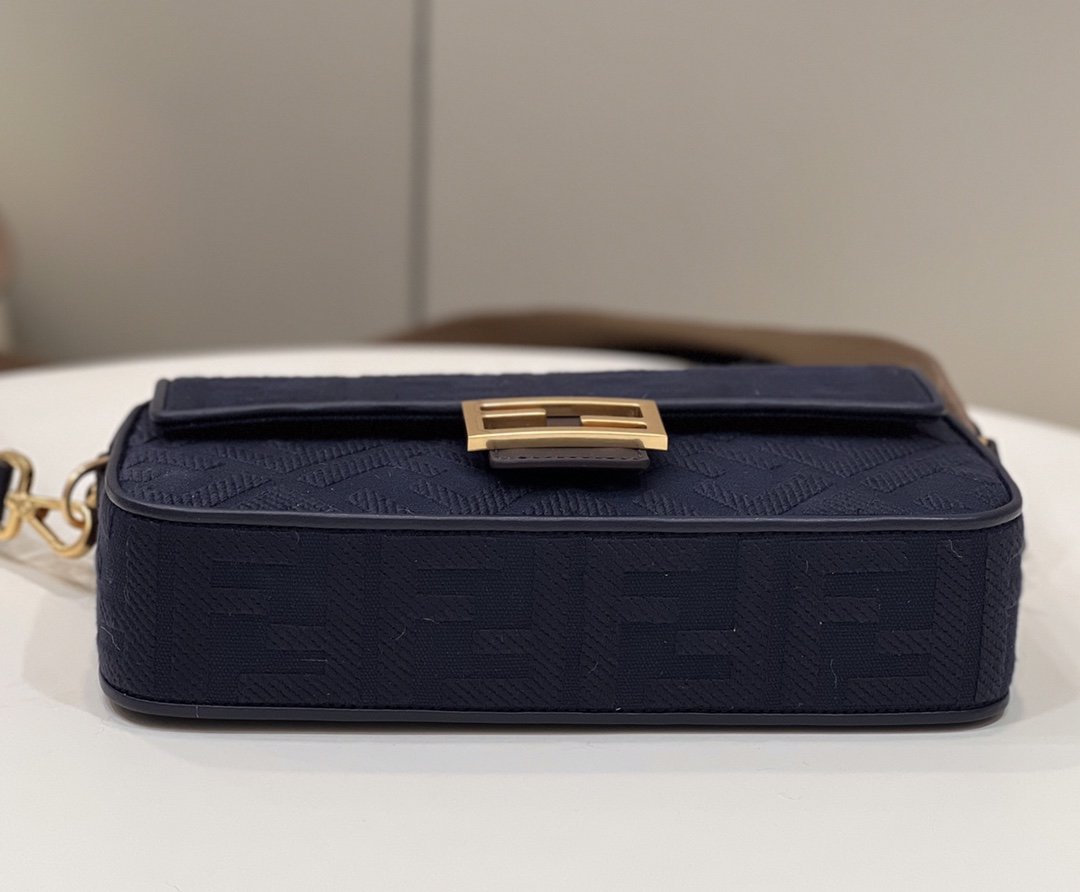Fendi Top QualityTop Quality Baguette Dark Blue FF Crossbody Bag