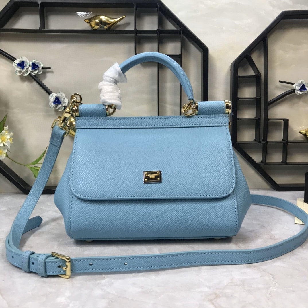 Top Quality Sicily Handbag In Dauphine For Blue Medium Travel Bag