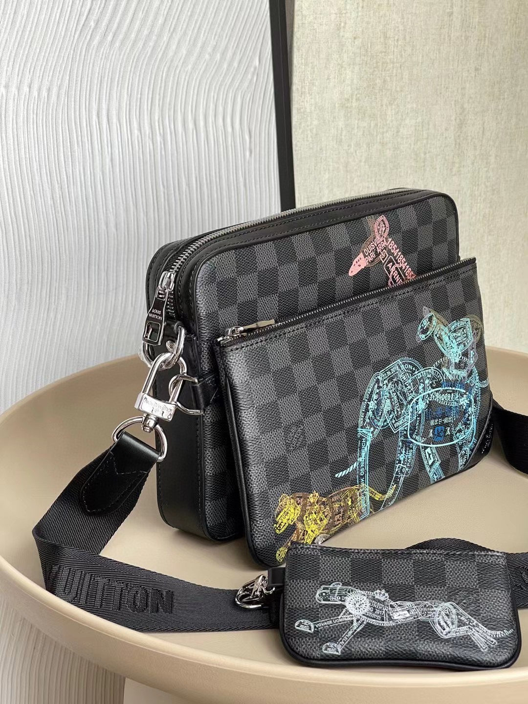 Top Quality Trio Messenger Damier Graphite For Canvas Crossbody Bag