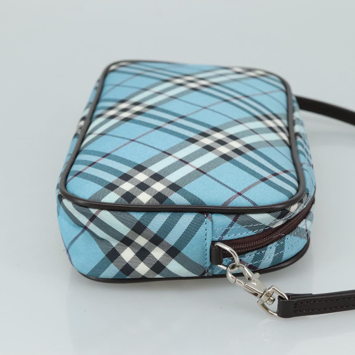 Burberry Label Clutch Bag Canvas Blue
