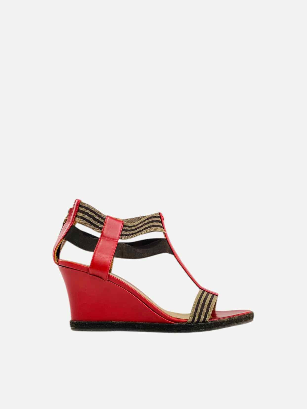 Fendi T-bar & Leather Canvas Brown Shoes