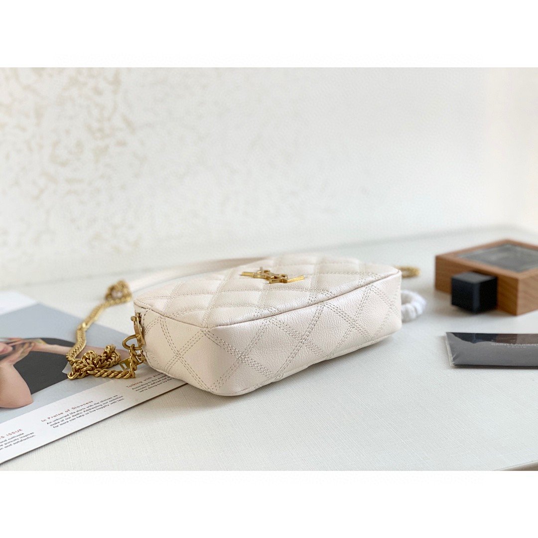 YSL Saint Laurent Becky 7in 18cm White Crossbody Bag