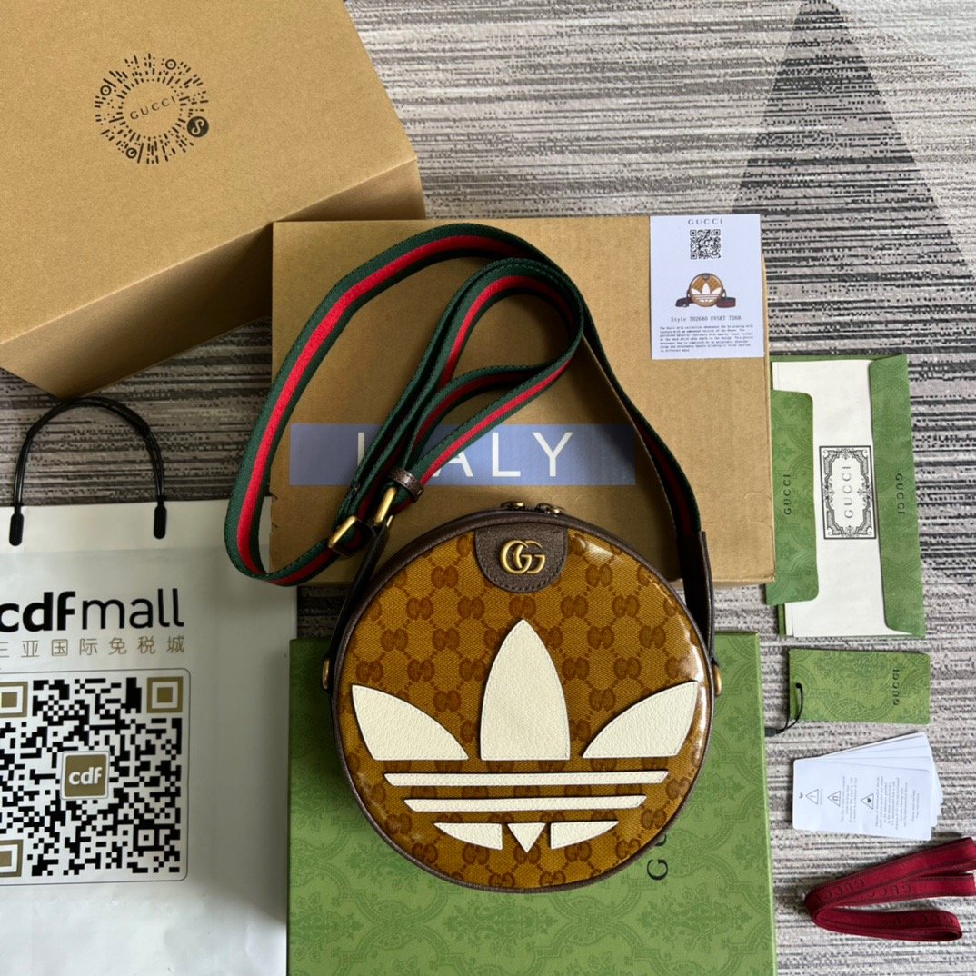 gg x Adidas Ophidia , Brown Small Shoulder Bag