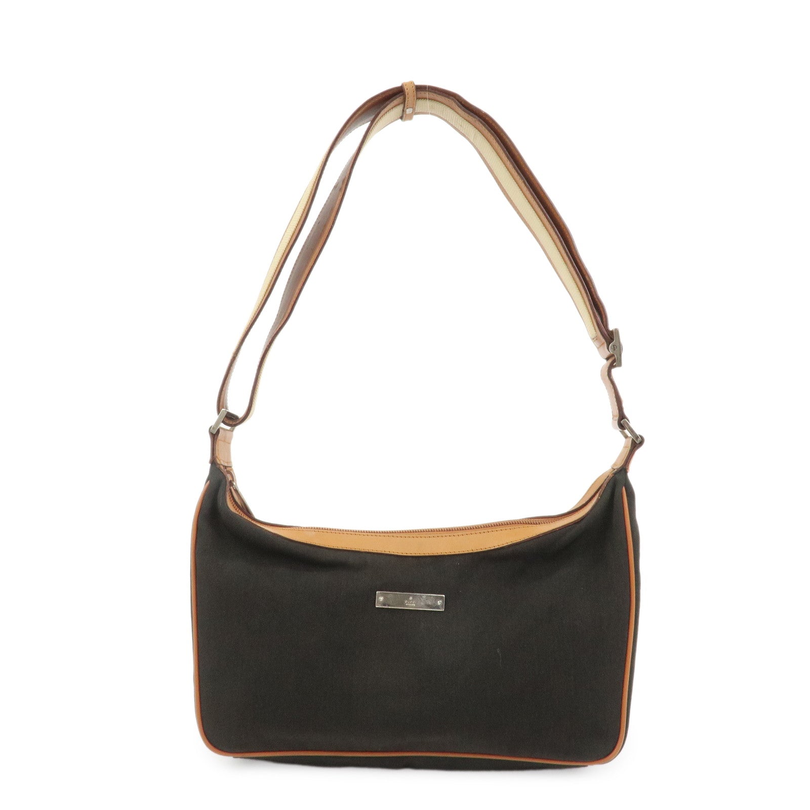 GUCCI Canvas Leather Shoulder Bag Hand Bag Dark Brown 019?0460
