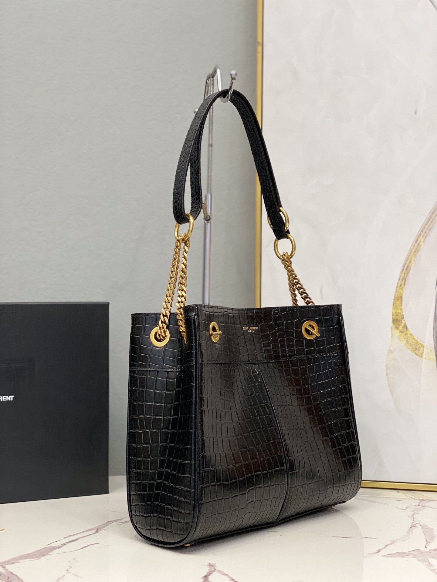 YSL Saint Laurent YSL Top Quality Claude Effect Tote Bag Black