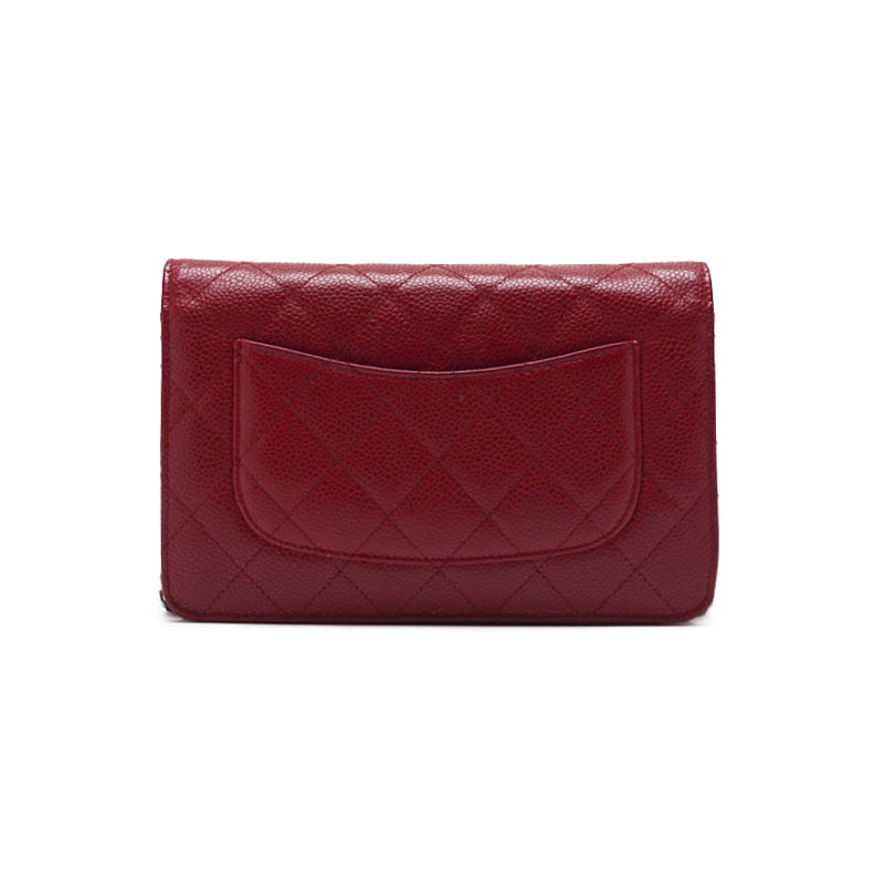 Chanel Matrasse Chain Wallet Caviar S Red (Silver G )  Wallet