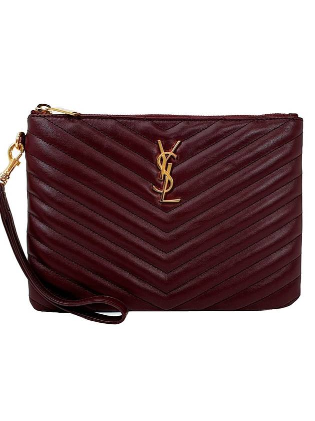 YSL Saint Laurent Saint Laurent Trending Strap Clutch Bag Burgundy Matelasse Monogram