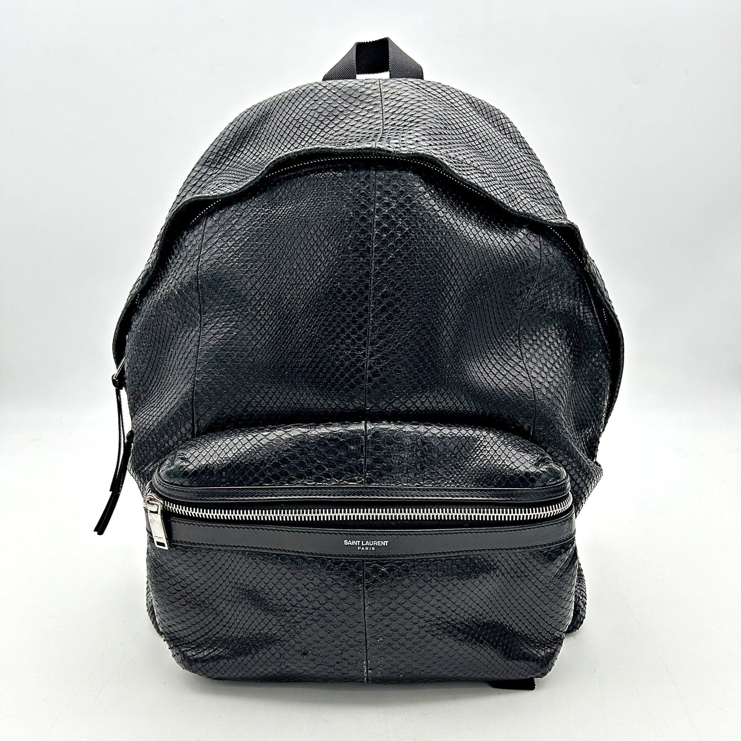 YSL Saint Laurent Backpack City Leather Python Black