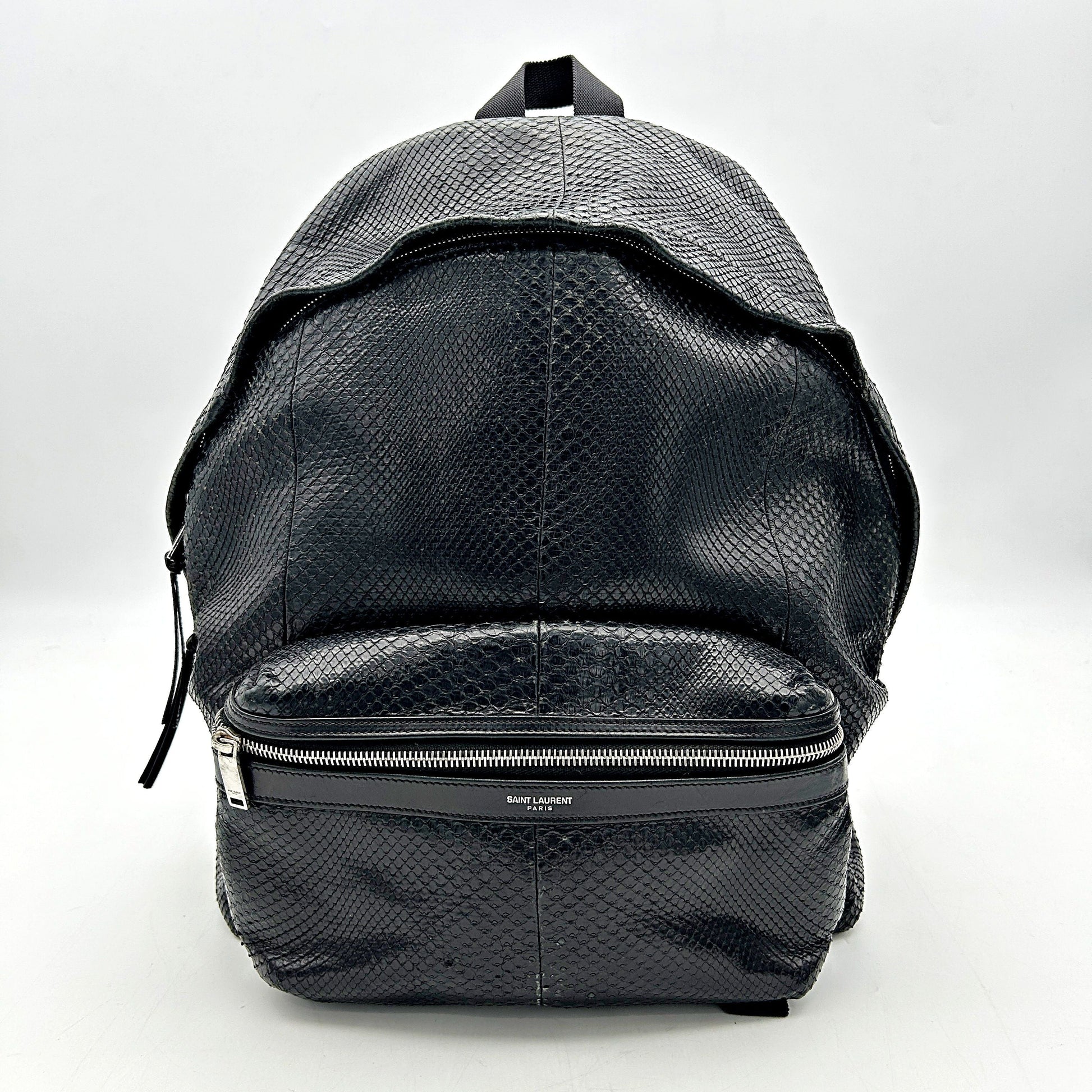YSL Saint Laurent Backpack City Leather Python Black