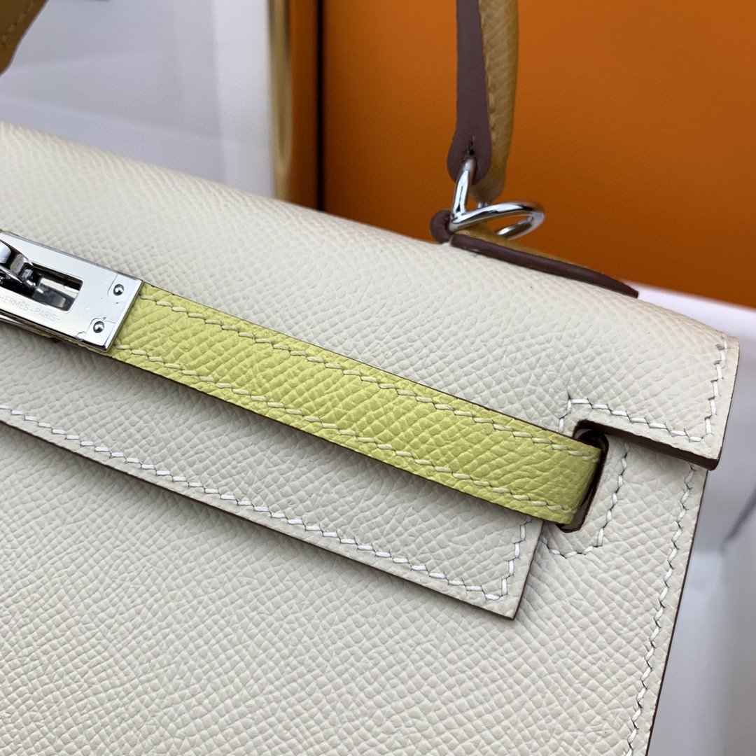 Top Quality Kelly Sellier Epsom Craie Yellow Shoulder Bag
