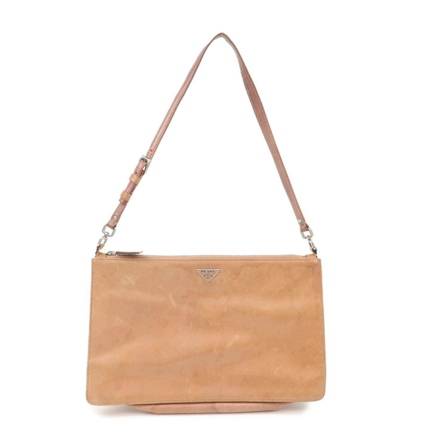 Shoulder Bag Triangle Hand Bag d Leather Brown Logo
