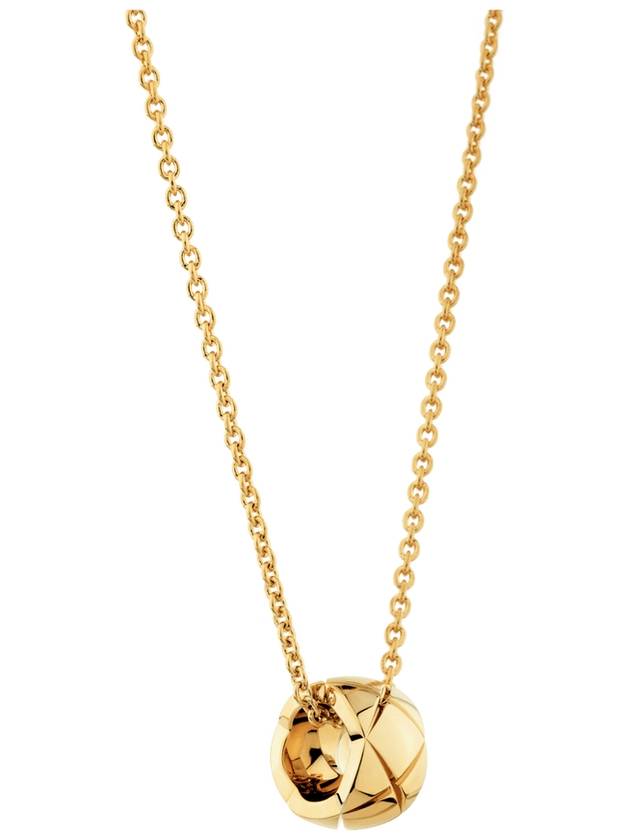 Coco Crush Quilted Motif Necklace Gold Chanel