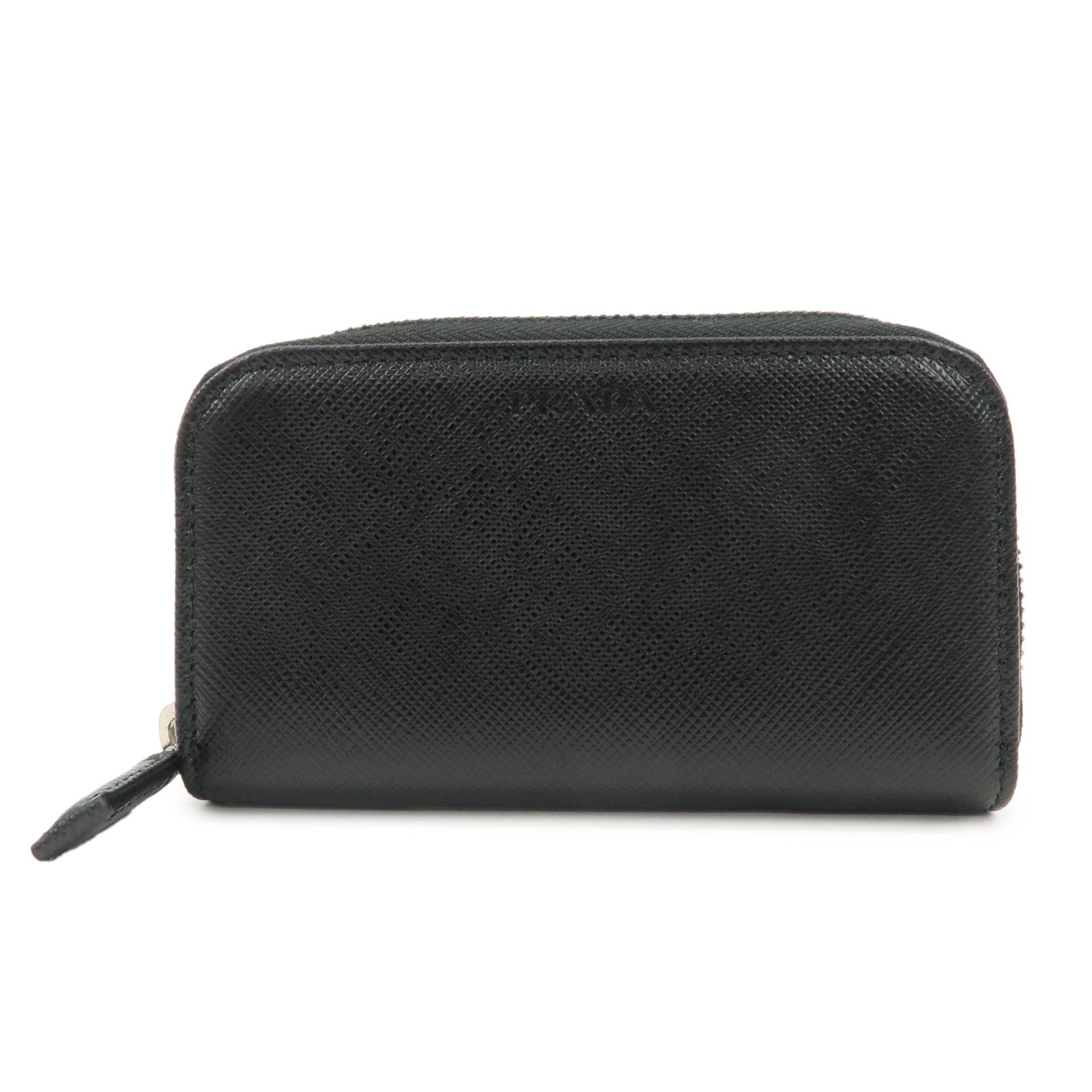 Round Zippy Key Case d Leather Saffiano Black Handbag