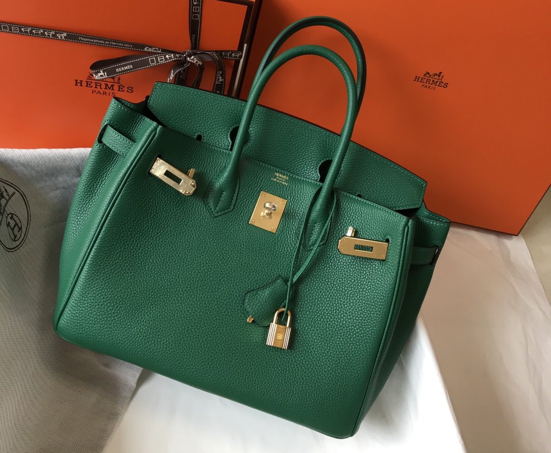 Top Quality Birkin For Women Toned Hardware Green Gold Travel Bag