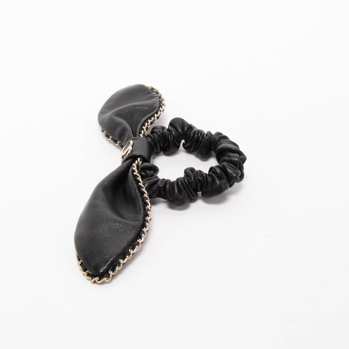 Chanel Black Lambskin Cc Chain Bow Scrunchie Bag