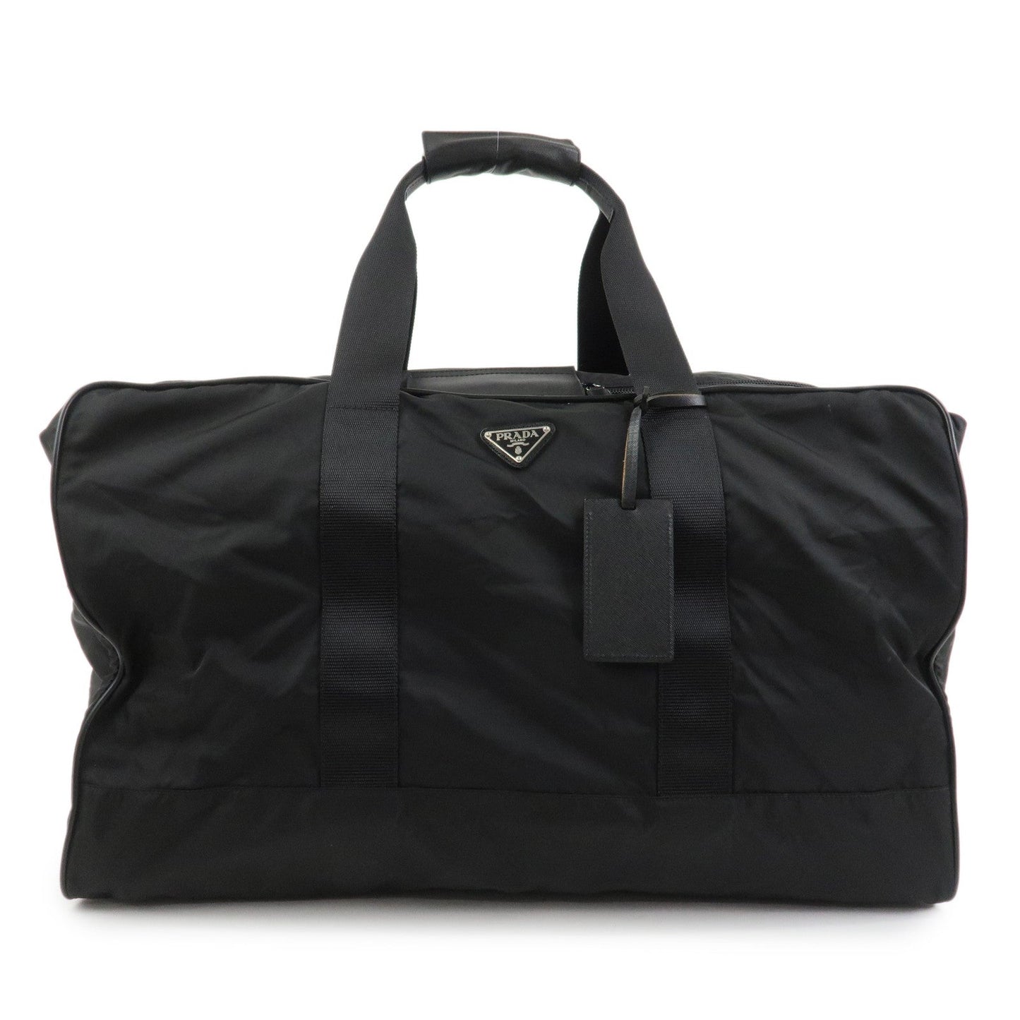 Triangle Boston Bag Hand Bag Leather Nylon Saffiano Handbag