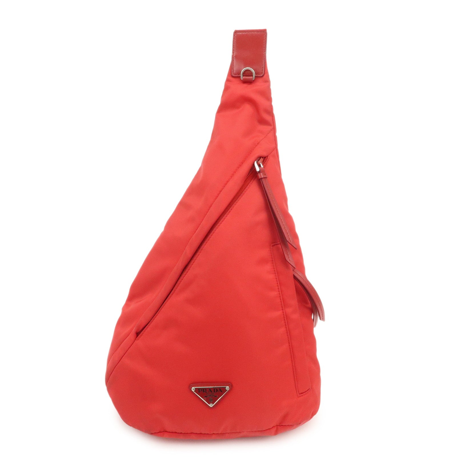 Triangle Re- Body Bag Leather Nylon Red Handbag