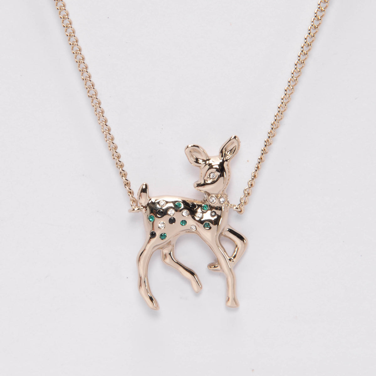 Chanel Light Gold Pearl & Crystal Doe Pendant Necklace