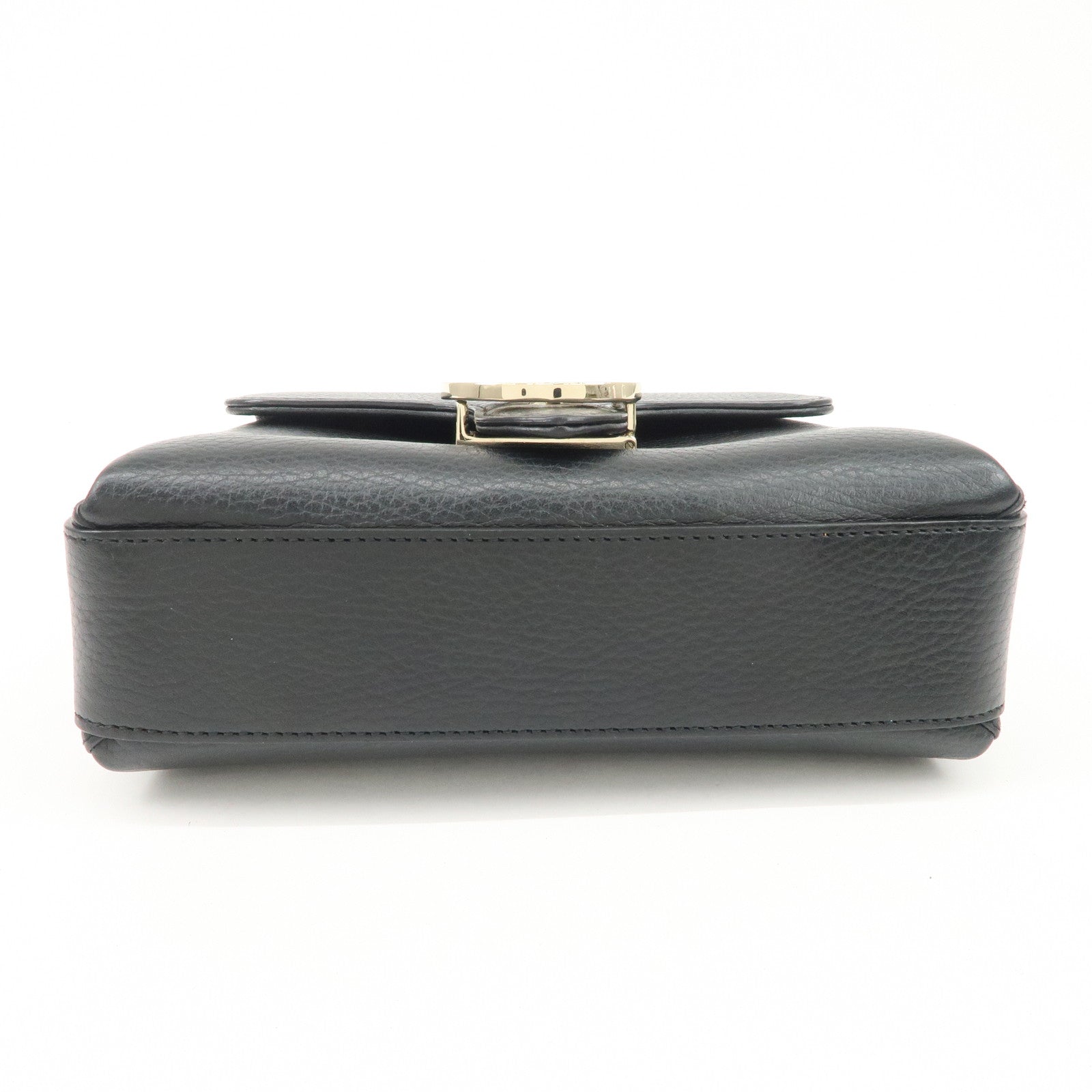 GUCCI Interlocking G Leather Chain Shoulder Bag Black 607720