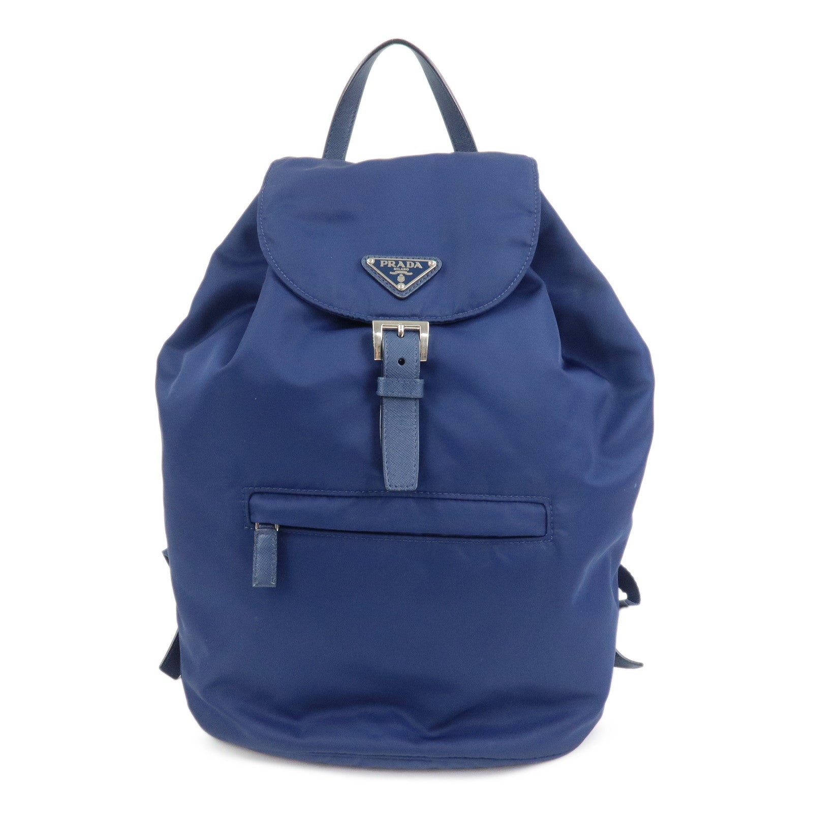 Backpack Triangle Leather Nylon Saffiano