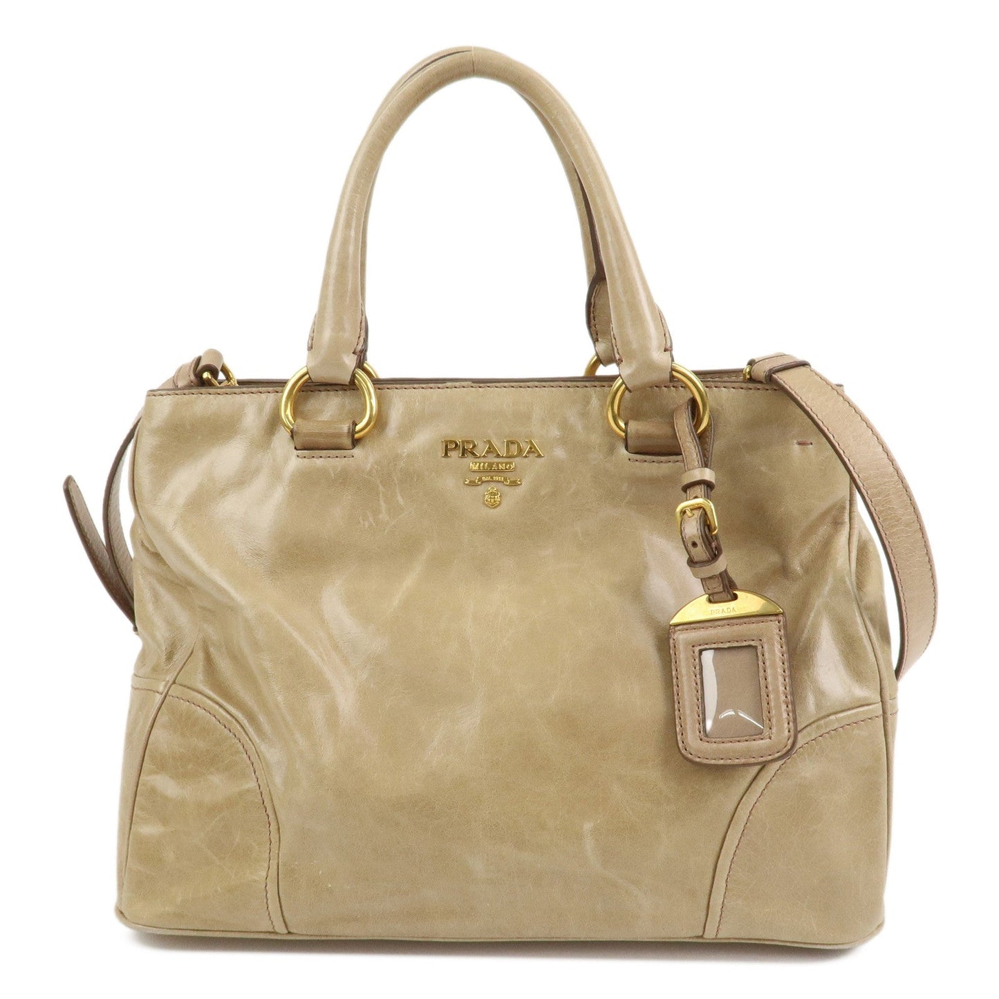 Shoulder Bag 2Way Bag Hand Bag 2 Leather Beige Logo