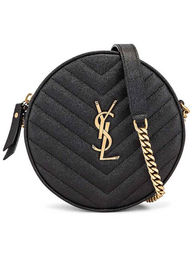 YSL Saint Laurent Saint Laurent Trending Chevron Round Camera Cross Quilted Black Travel Bag