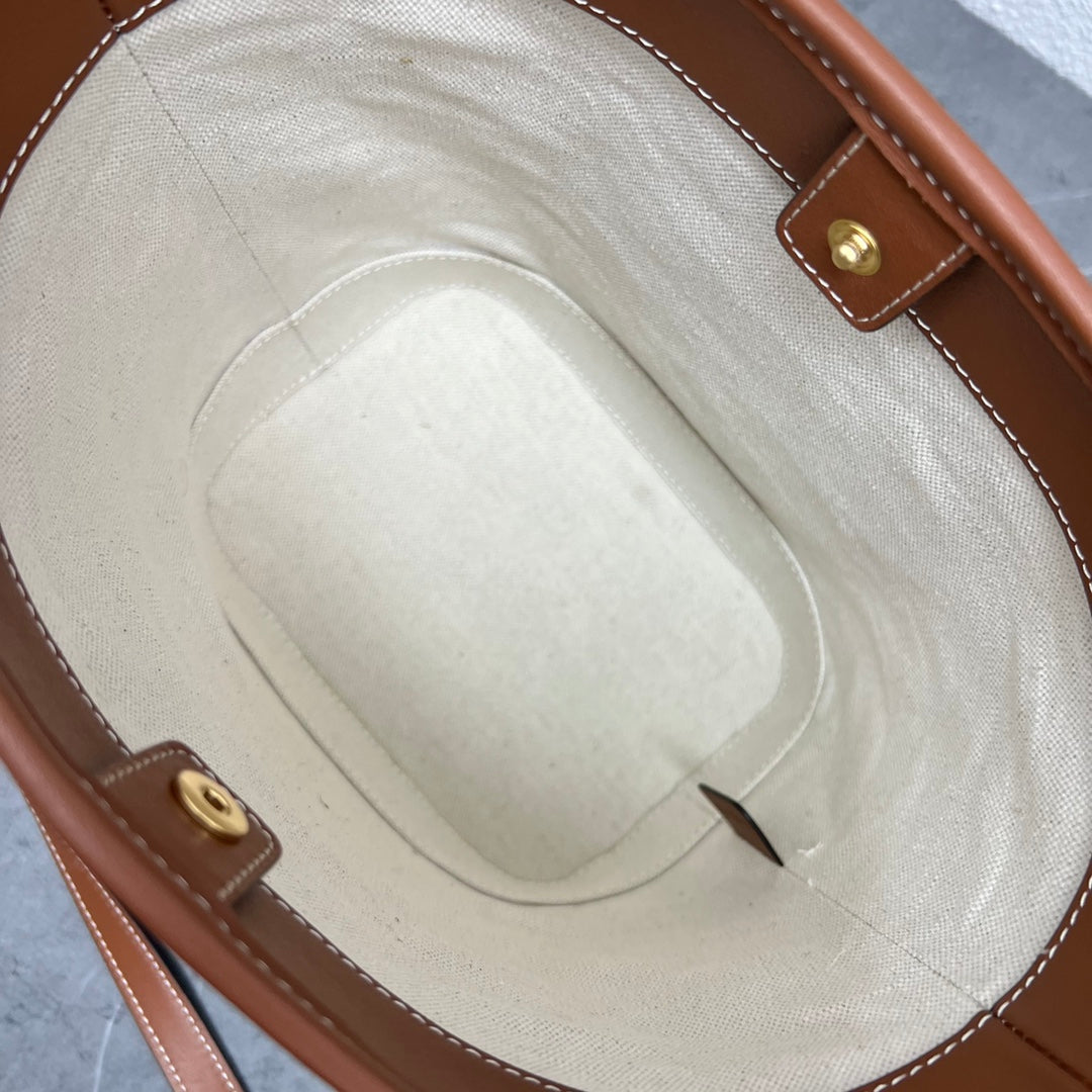Top Quality Cuir Triomphe In Textile Natural Tan Small Bucket Bag 198242Efl02Nt 5175