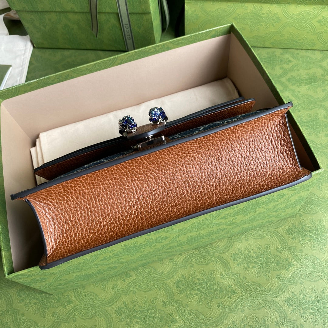 gg Dionysus Dark Ivory Eco Blue Small Shoulder Bag