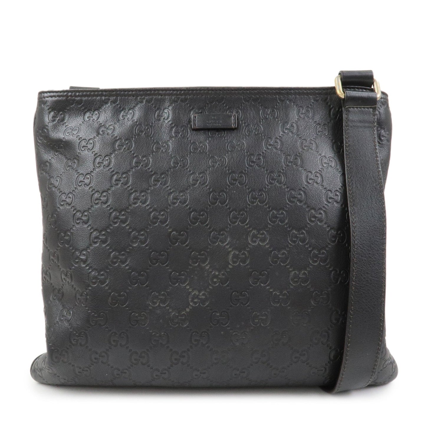 GUCCI Guccissima Leather Shoulder Bag Crossbody Bag Black 201446