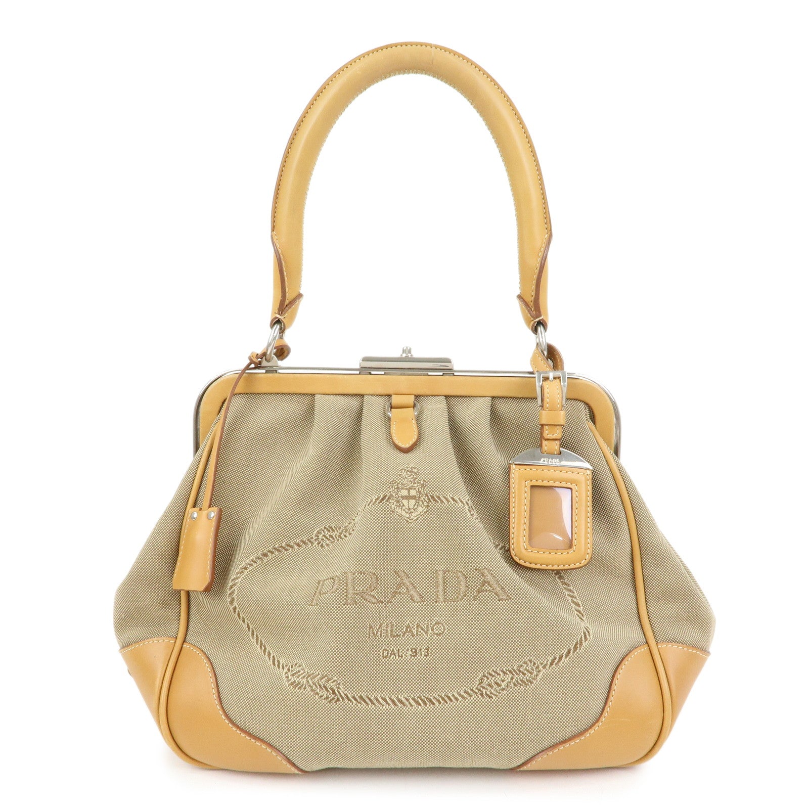 Shoulder Bag Jacquard Light Leather Brown Logo