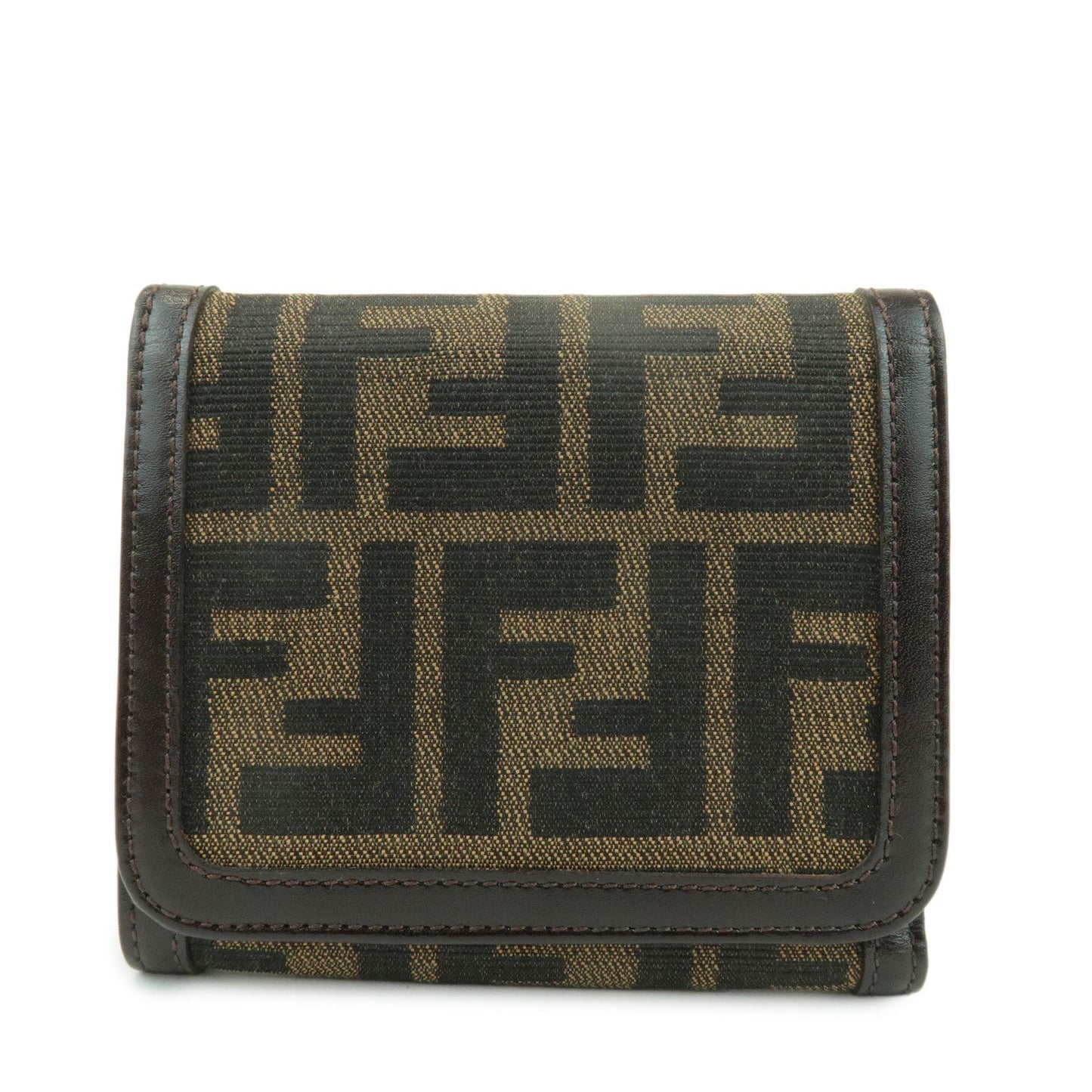 Zucca Tri-fold Wallet d Leather Canvas Black Handbag