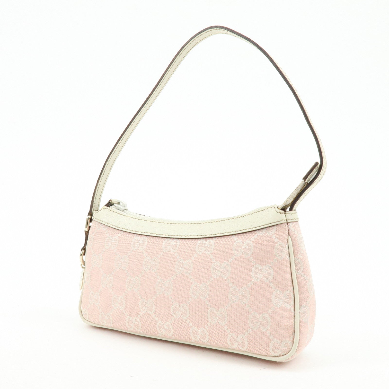 GUCCI GG Canvas Leather Hand Bag Pouch Shoulder Bag Pink 154432