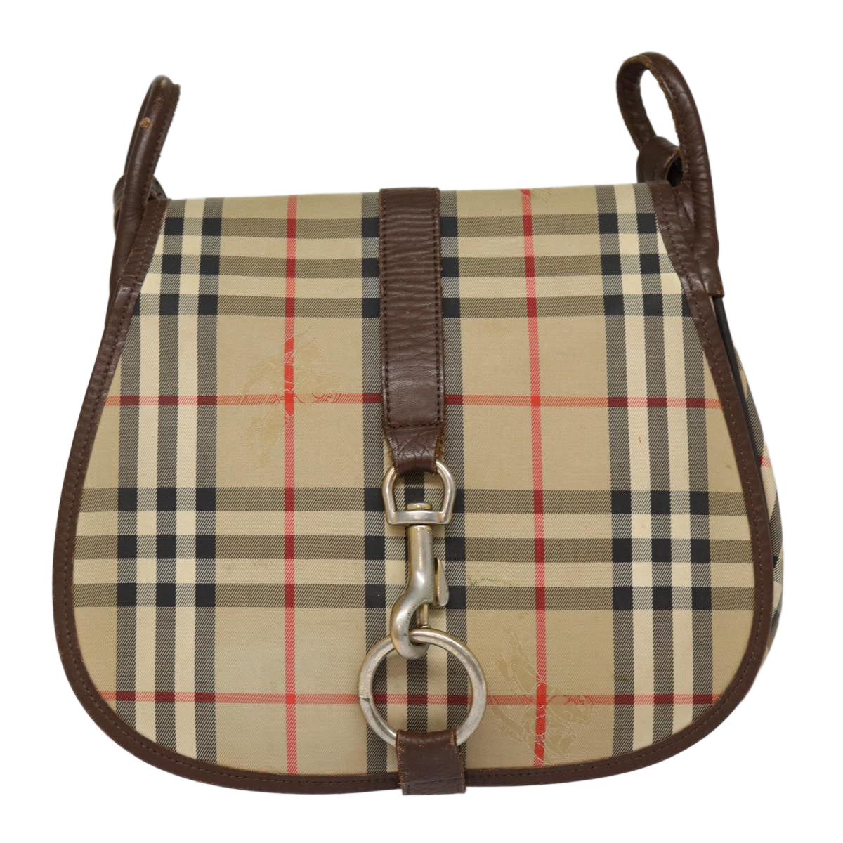 Burberry Check Shoulder Bag Canvas Brown