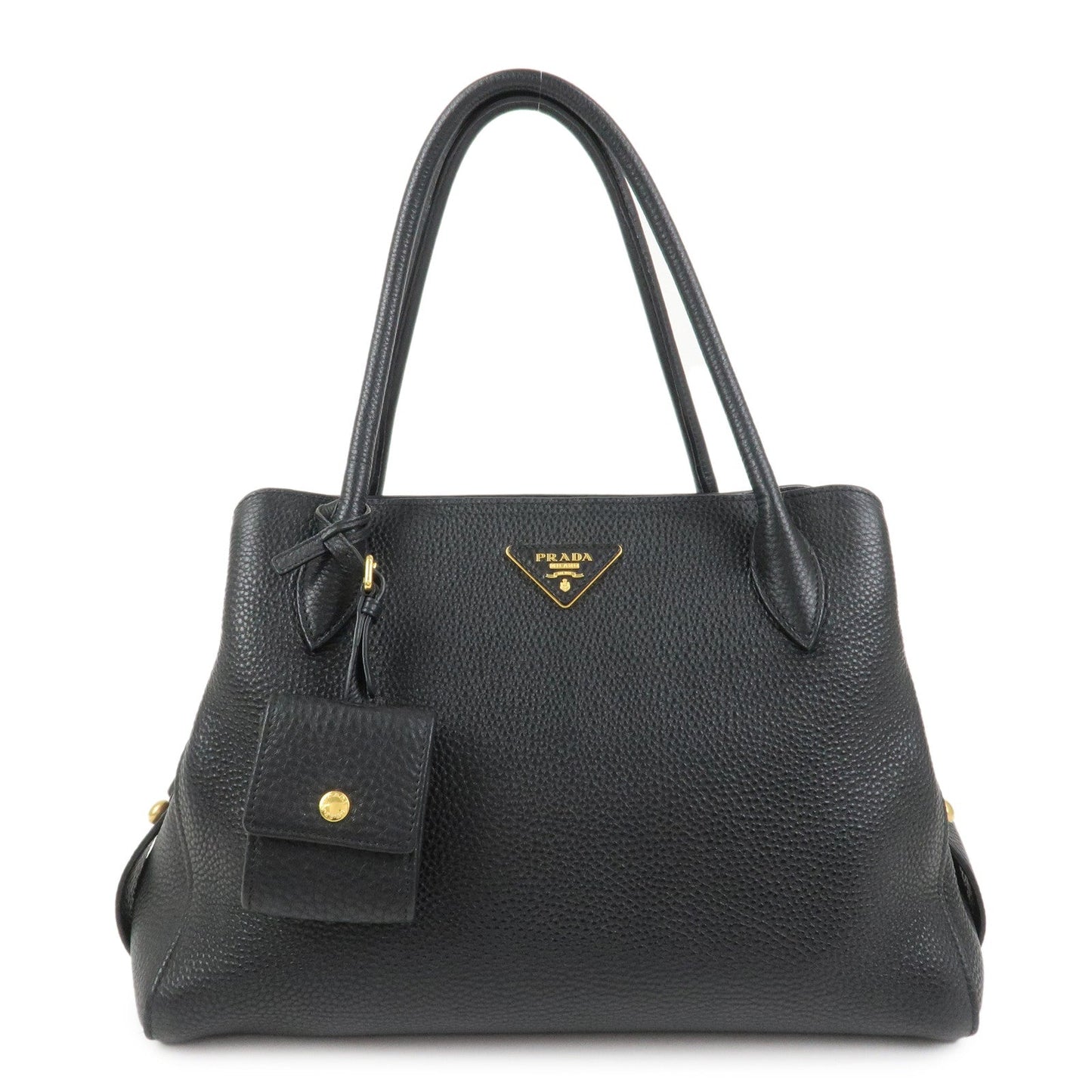 Triangle 2 Way Bag Hand Bag Leather Black Logo Handbag