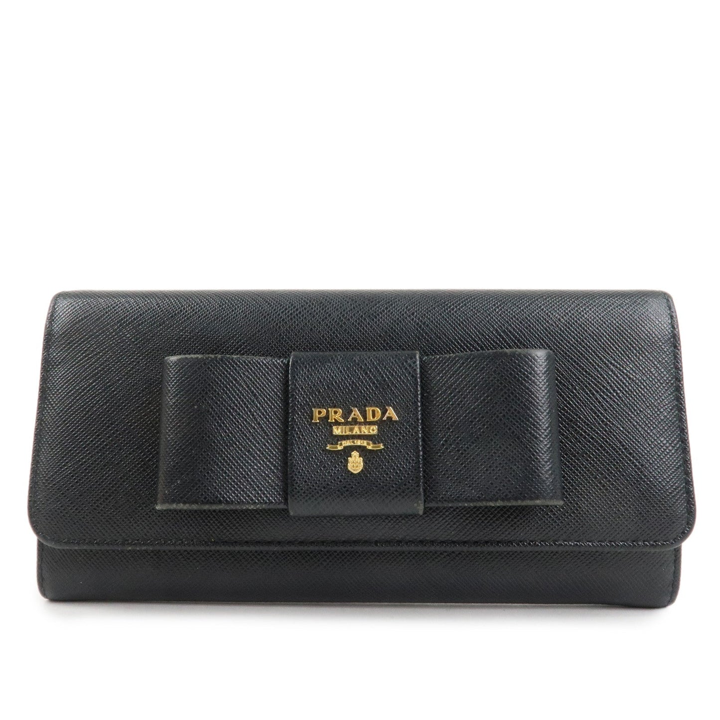 Bi-Fold Long Wallet d Leather Saffiano Black Handbag