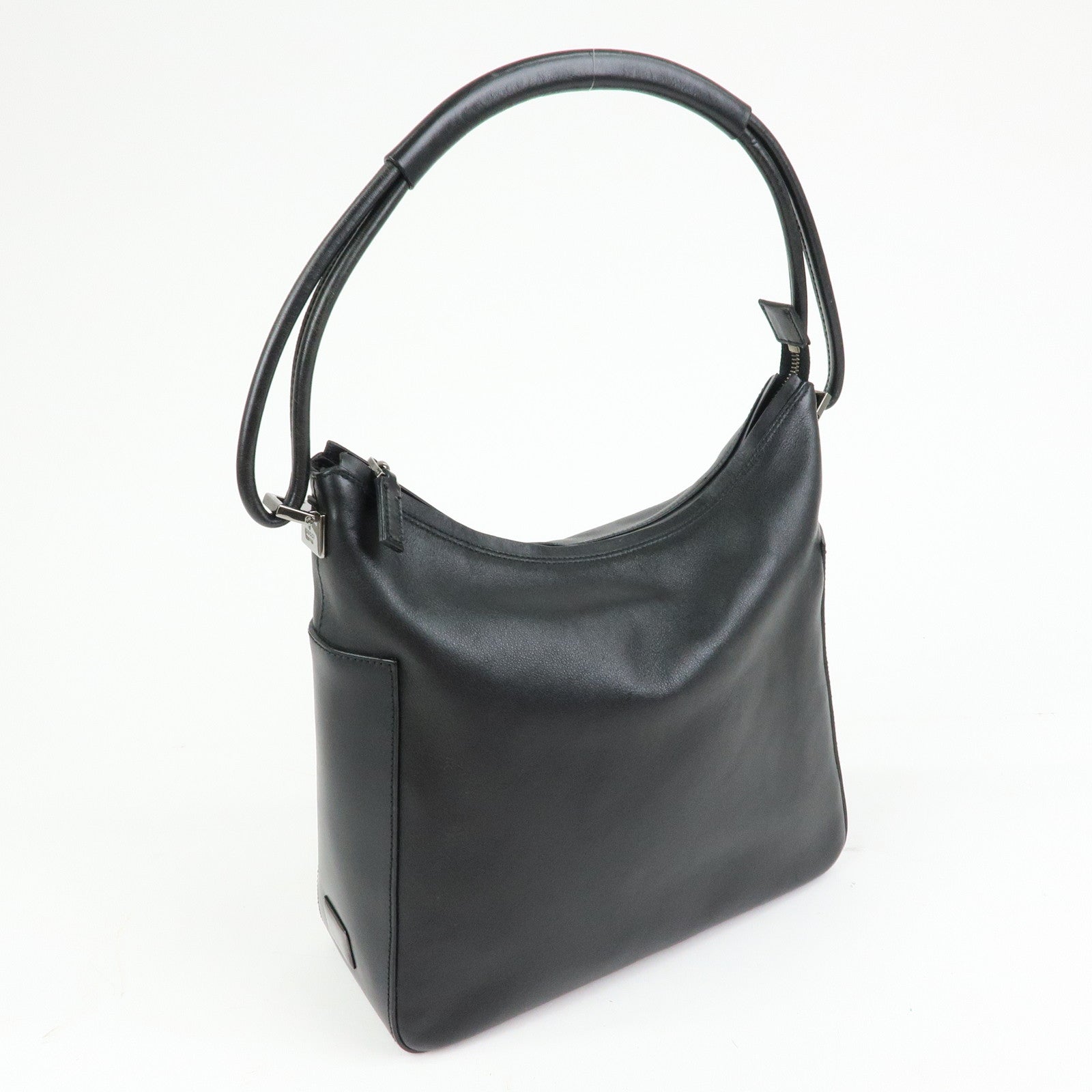 GUCCI Leather Shoulder Bag Hand Bag Black 001?3766