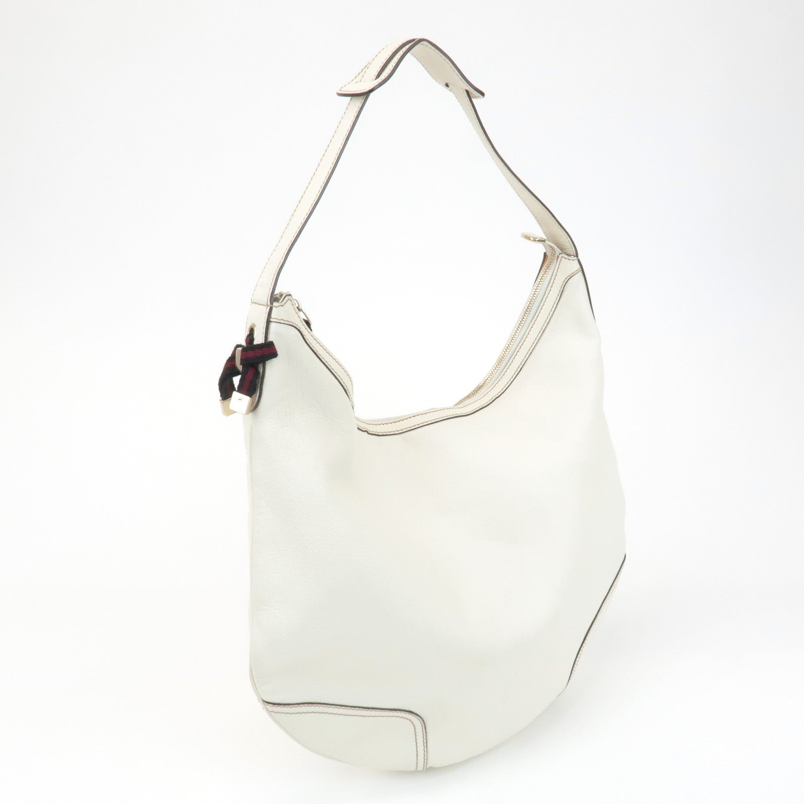GUCCI Sherry Princy Leather Shoulder Bag White 162882