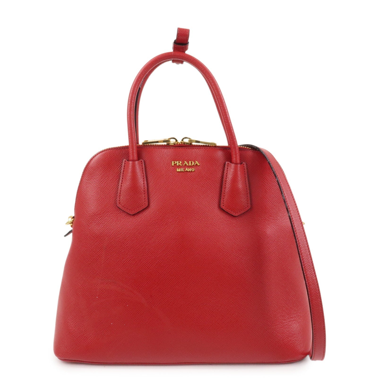 Shoulder Bag 2Way Hand Bag Leather Saffiano Red