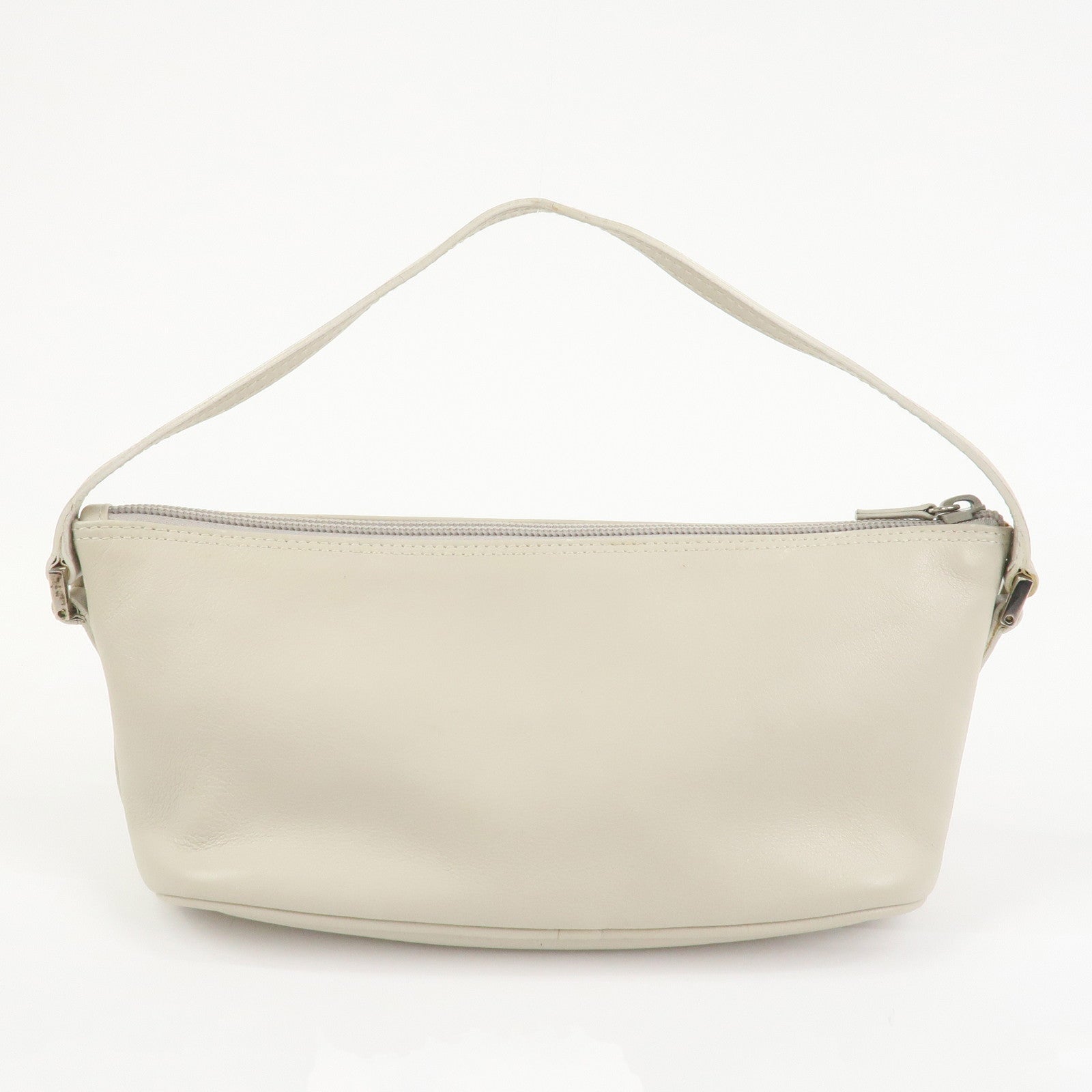 GUCCI Boat Bag Leather Pouch Hand Bag Ivory 039??1103