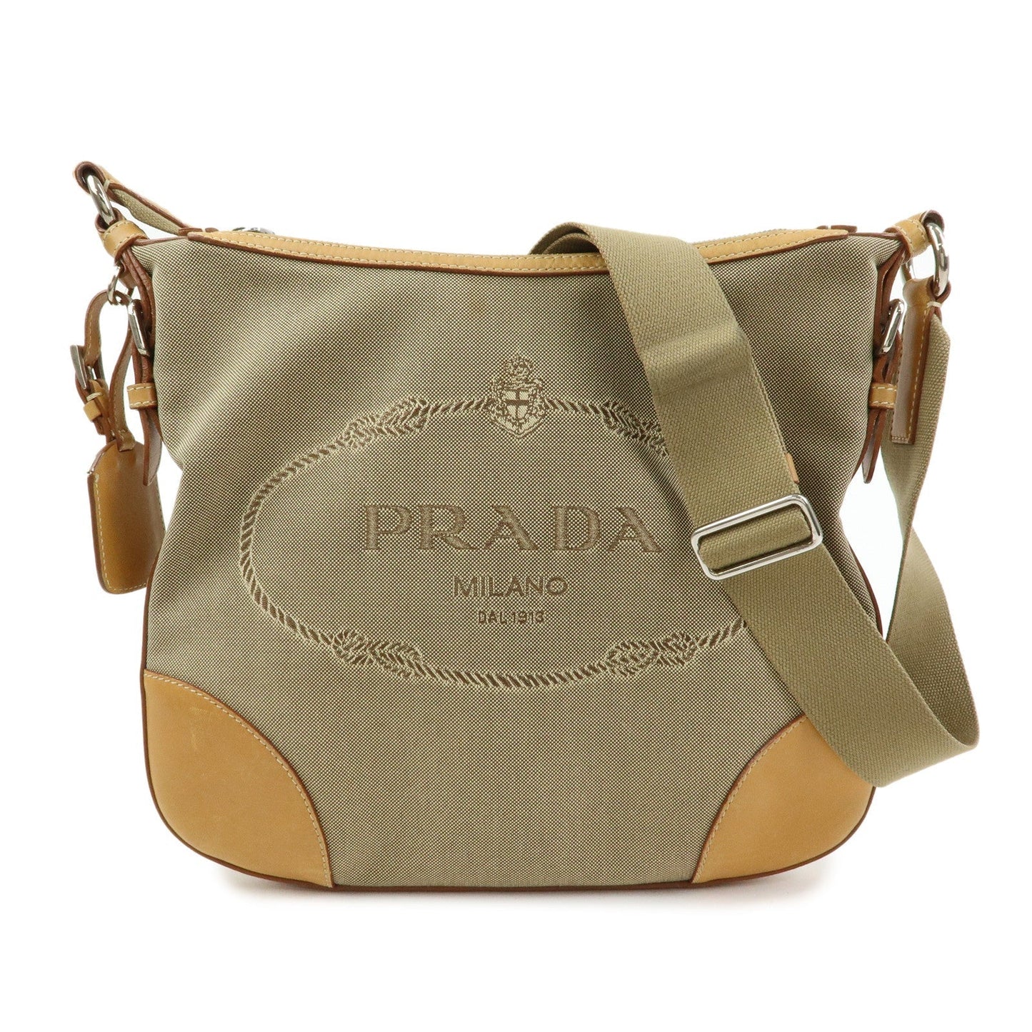 Crossbody Bag Jacquard Shoulder Bag Camel Leather Logo