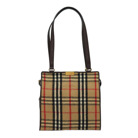 Burberry Nova Check Wool Shoulder Bag Beige Shoulder Bag 1