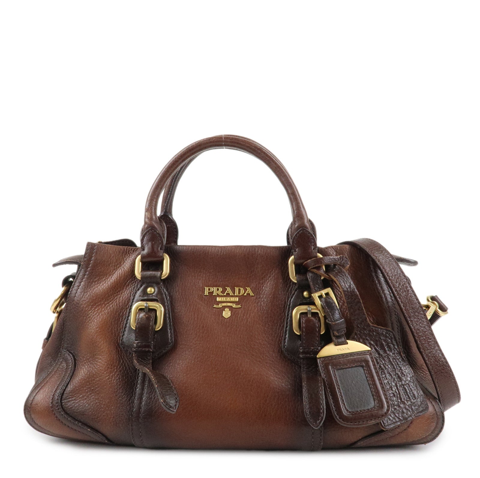 Tote Bag Hand Bag Hardware d Leather Brown Gold