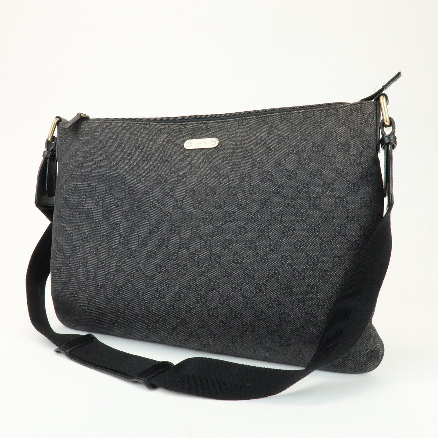 GUCCI GG Monogram GG Denim Shoulder Crossbody Bag Black 190628
