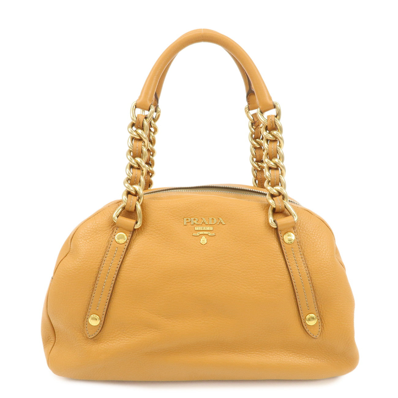 Shoulder Bag Boston Bag Hand Bag Camel d Leather Chain Logo