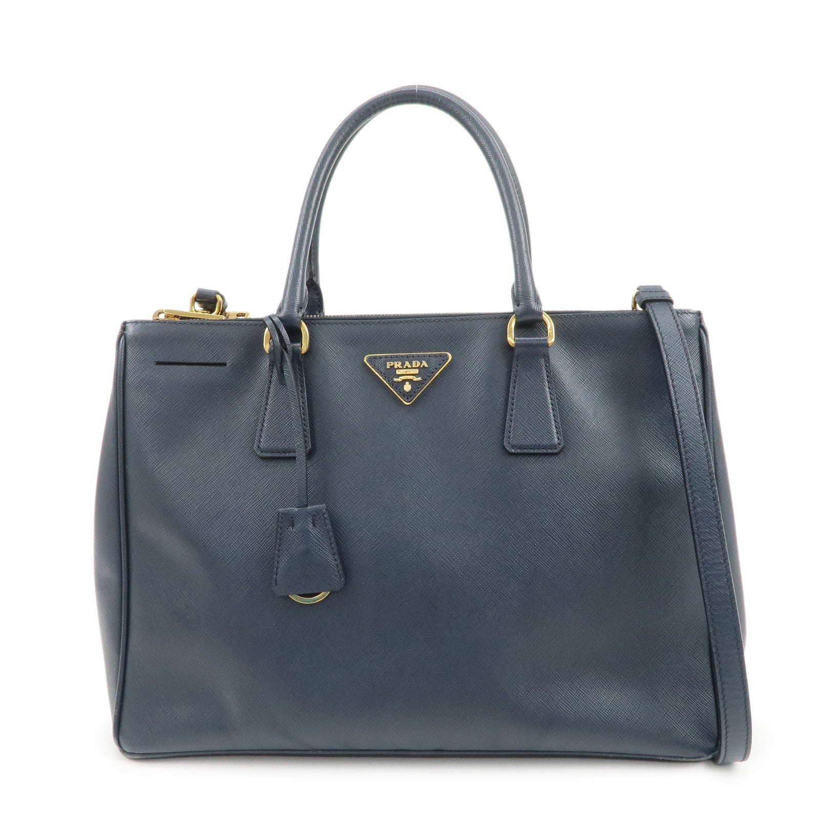 Galleria 2Way Bag Hand Bag Leather Saffiano Navy Handbag