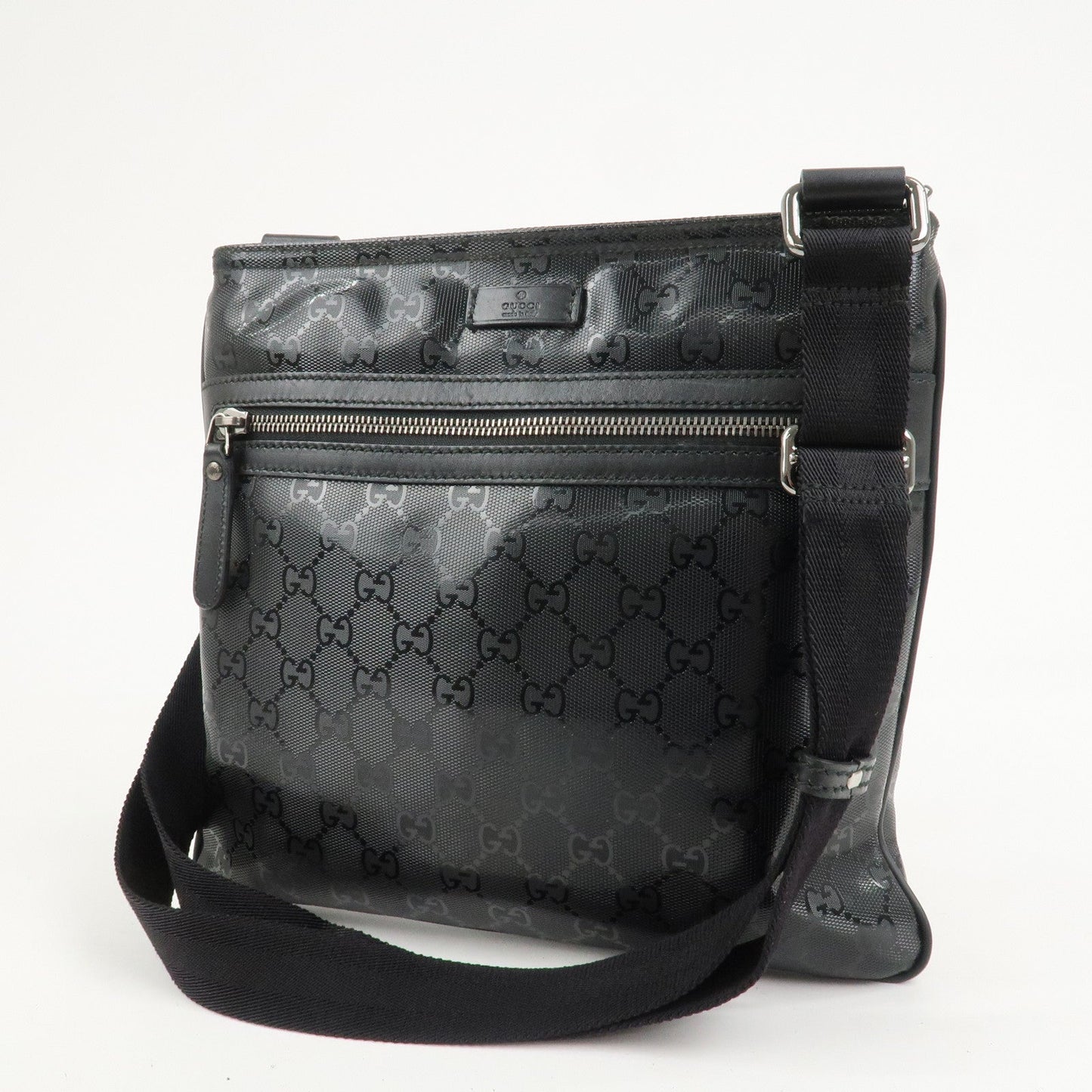 GUCCI GG Imprime Monogram PVC Shoulder Bag Cross Body Bag Black 295257