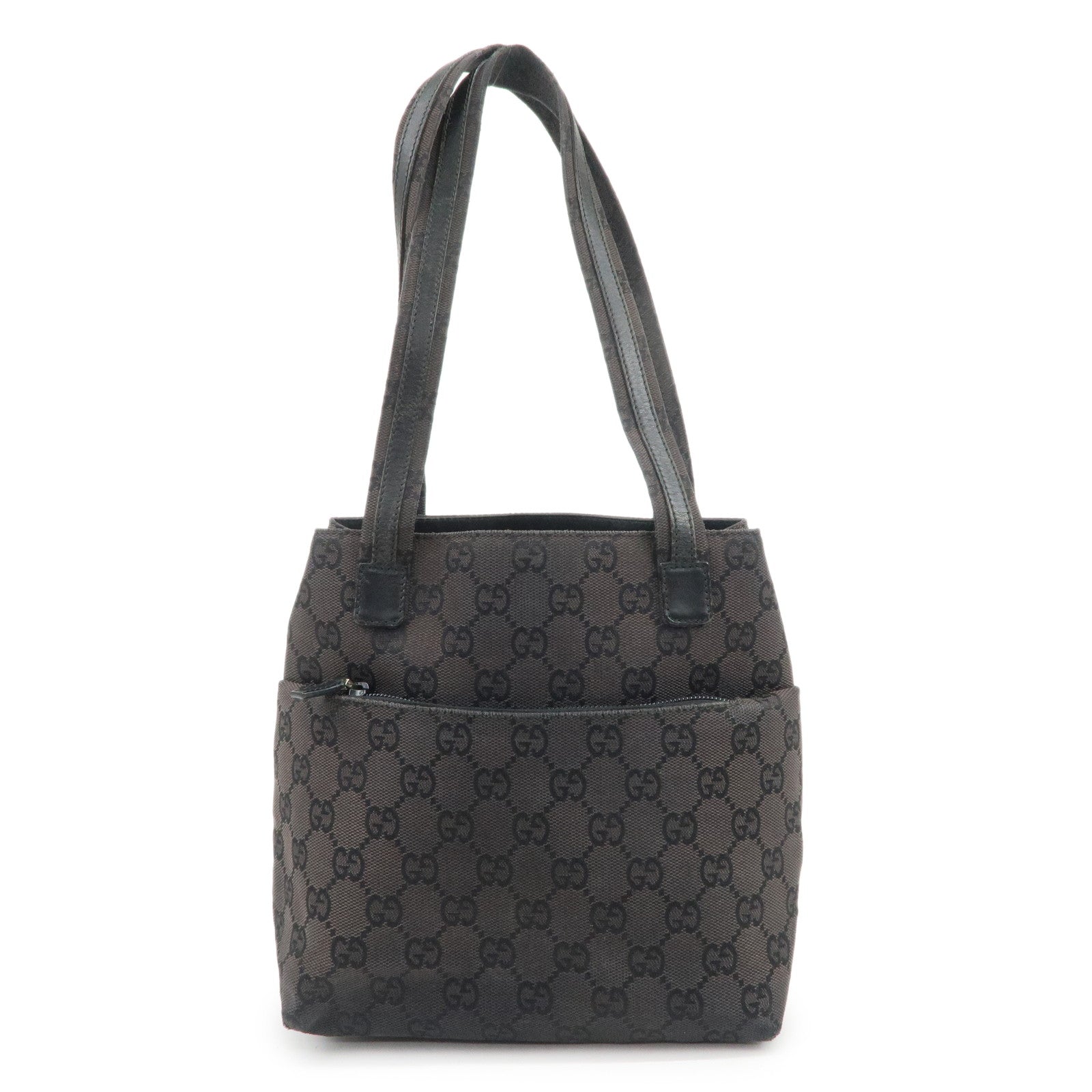 GUCCI GG Canvas Leather Hand Bag Shoulder Bag Dark Brown 002?1075